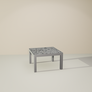 Sessions side table, white frame, stracciatella, low profile