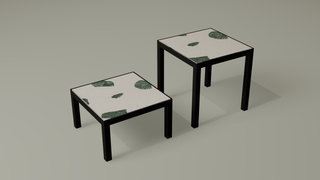 Sessions terrazzo side tables in black green stone finish