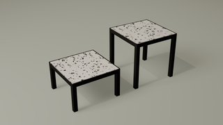 Sessions terrazzo side tables in black stracciatella finish