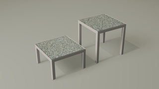 Sessions terrazzo side table, white frame, green tones