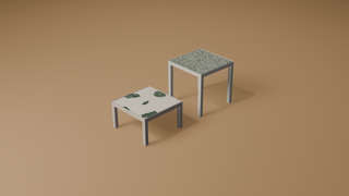 Sessions side table in white frame with green stone top