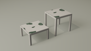 Sessions terrazzo side table, white frame, green stone top