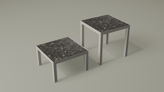 Sessions terrazzo side table, white frame, midnight black top